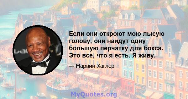 Если они откроют мою лысую голову, они найдут одну большую перчатку для бокса. Это все, что я есть. Я живу.