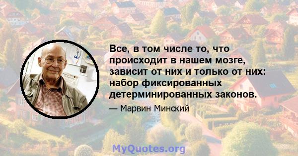 Все, в том числе то, что происходит в нашем мозге, зависит от них и только от них: набор фиксированных детерминированных законов.