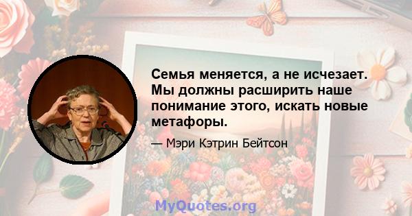 Семья меняется, а не исчезает. Мы должны расширить наше понимание этого, искать новые метафоры.