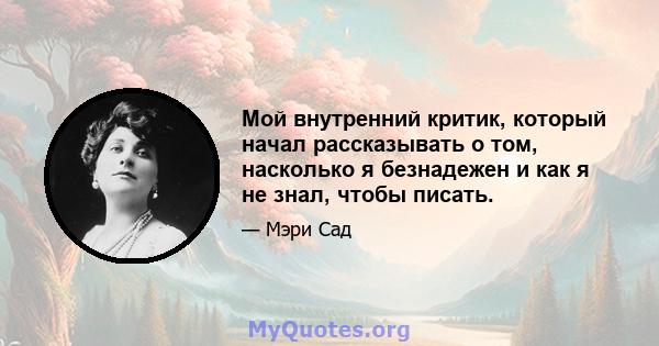 Мой внутренний критик, который начал рассказывать о том, насколько я безнадежен и как я не знал, чтобы писать.