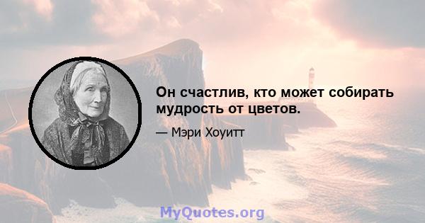 Он счастлив, кто может собирать мудрость от цветов.