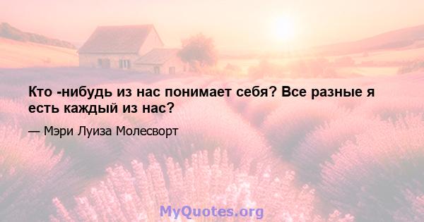 Кто -нибудь из нас понимает себя? Все разные я есть каждый из нас?