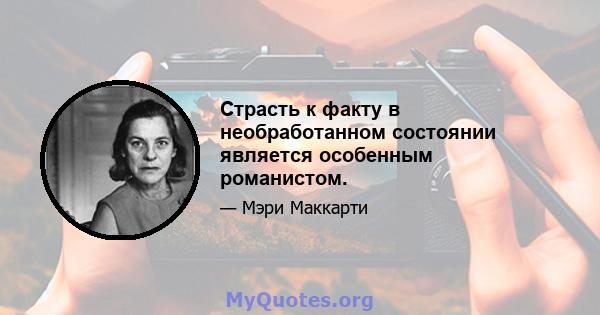 Страсть к факту в необработанном состоянии является особенным романистом.