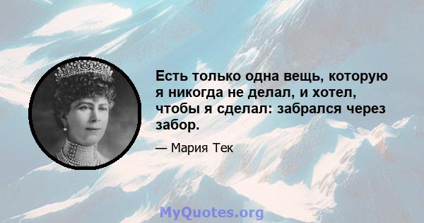 Есть только одна вещь, которую я никогда не делал, и хотел, чтобы я сделал: забрался через забор.