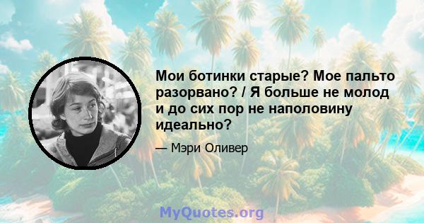 Мои ботинки старые? Мое пальто разорвано? / Я больше не молод и до сих пор не наполовину идеально?