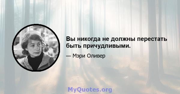 Вы никогда не должны перестать быть причудливыми.