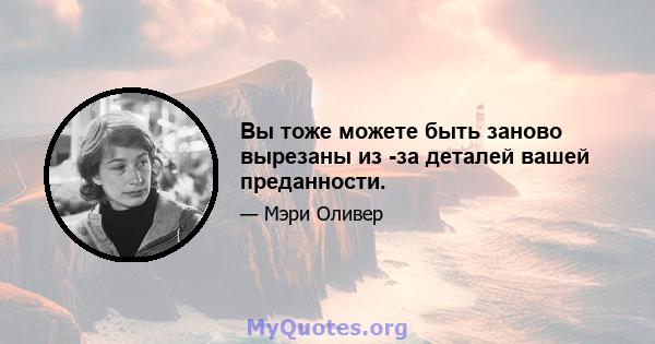 Вы тоже можете быть заново вырезаны из -за деталей вашей преданности.