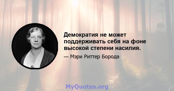 Демократия не может поддерживать себя на фоне высокой степени насилия.