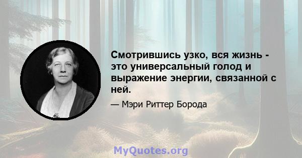 Смотрившись узко, вся жизнь - это универсальный голод и выражение энергии, связанной с ней.