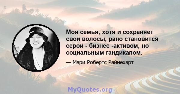 Моя семья, хотя и сохраняет свои волосы, рано становится серой - бизнес -активом, но социальным гандикапом.