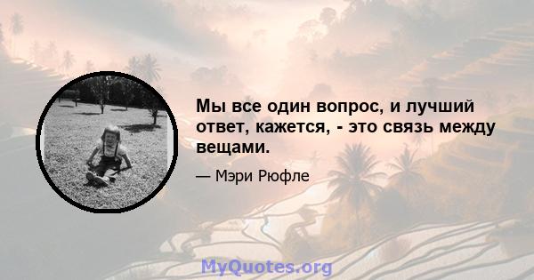 Мы все один вопрос, и лучший ответ, кажется, - это связь между вещами.