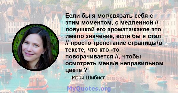 Если бы я мог/связать себя с этим моментом, с медленной // ловушкой его аромата/какое это имело значение, если бы я стал // просто трепетание страницы/в тексте, что кто -то поворачивается //, чтобы осмотреть меня/в