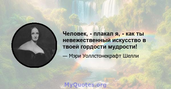 Человек, - плакал я, - как ты невежественный искусство в твоей гордости мудрости!