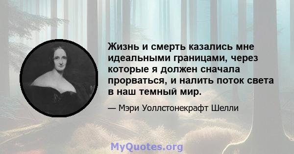 Жизнь и смерть казались мне идеальными границами, через которые я должен сначала прорваться, и налить поток света в наш темный мир.