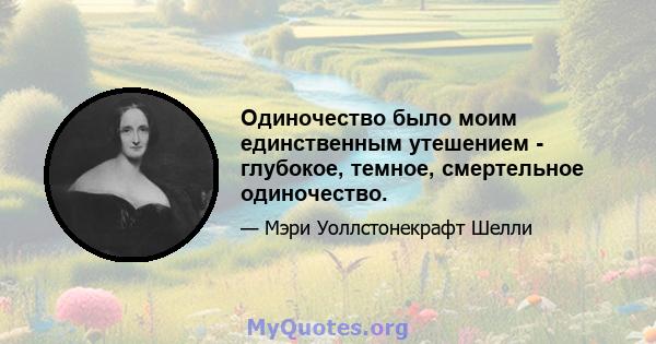 Одиночество было моим единственным утешением - глубокое, темное, смертельное одиночество.