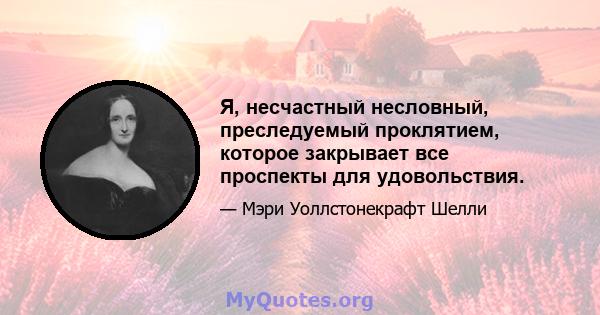 Я, несчастный несловный, преследуемый проклятием, которое закрывает все проспекты для удовольствия.