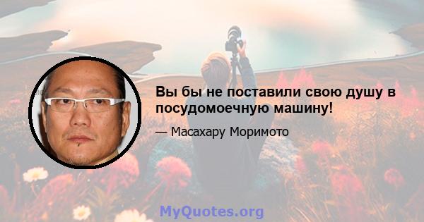 Вы бы не поставили свою душу в посудомоечную машину!