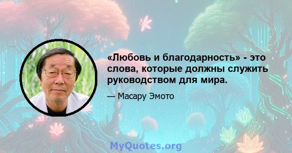 «Любовь и благодарность» - это слова, которые должны служить руководством для мира.