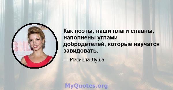 Как поэты, наши плаги славны, наполнены углами добродетелей, которые научатся завидовать.