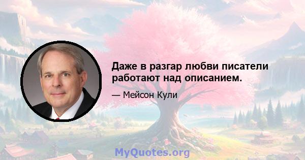 Даже в разгар любви писатели работают над описанием.