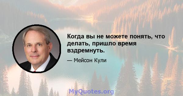 Когда вы не можете понять, что делать, пришло время вздремнуть.