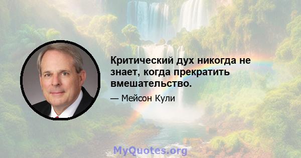 Критический дух никогда не знает, когда прекратить вмешательство.