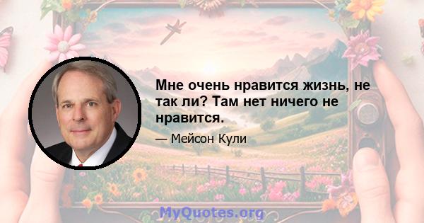 Мне очень нравится жизнь, не так ли? Там нет ничего не нравится.