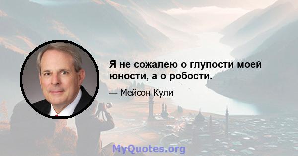 Я не сожалею о глупости моей юности, а о робости.