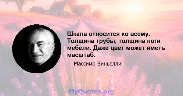 Шкала относится ко всему. Толщина трубы, толщина ноги мебели. Даже цвет может иметь масштаб.