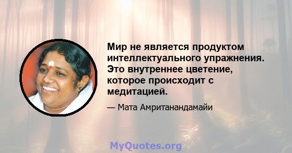 Мир не является продуктом интеллектуального упражнения. Это внутреннее цветение, которое происходит с медитацией.