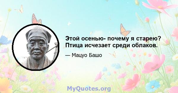 Этой осенью- почему я старею? Птица исчезает среди облаков.