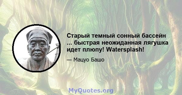 Старый темный сонный бассейн ... быстрая неожиданная лягушка идет плюпу! Watersplash!