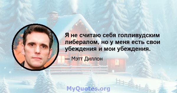 Я не считаю себя голливудским либералом, но у меня есть свои убеждения и мои убеждения.