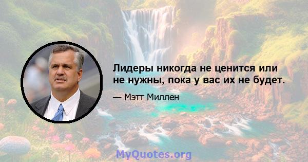 Лидеры никогда не ценится или не нужны, пока у вас их не будет.