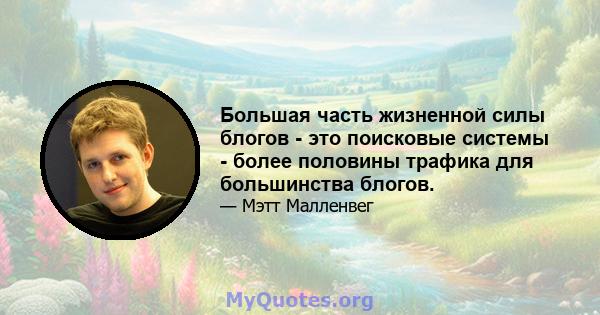 Большая часть жизненной силы блогов - это поисковые системы - более половины трафика для большинства блогов.