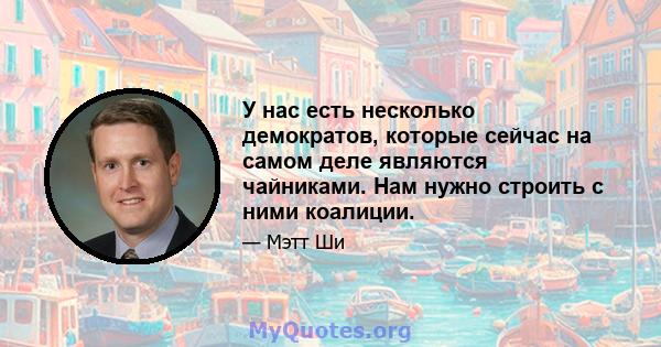 У нас есть несколько демократов, которые сейчас на самом деле являются чайниками. Нам нужно строить с ними коалиции.