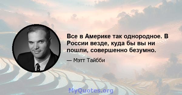 Все в Америке так однородное. В России везде, куда бы вы ни пошли, совершенно безумно.