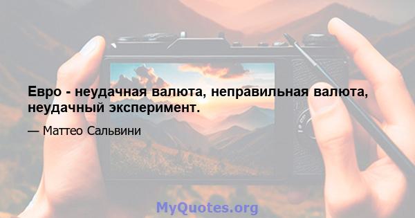 Евро - неудачная валюта, неправильная валюта, неудачный эксперимент.