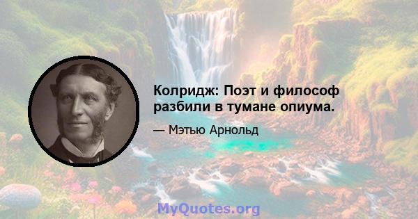 Колридж: Поэт и философ разбили в тумане опиума.