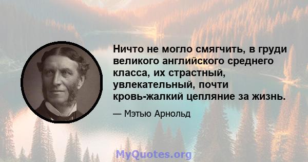 Ничто не могло смягчить, в груди великого английского среднего класса, их страстный, увлекательный, почти кровь-жалкий цепляние за жизнь.