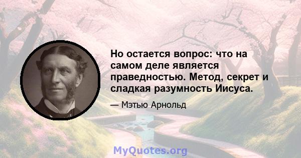 Но остается вопрос: что на самом деле является праведностью. Метод, секрет и сладкая разумность Иисуса.