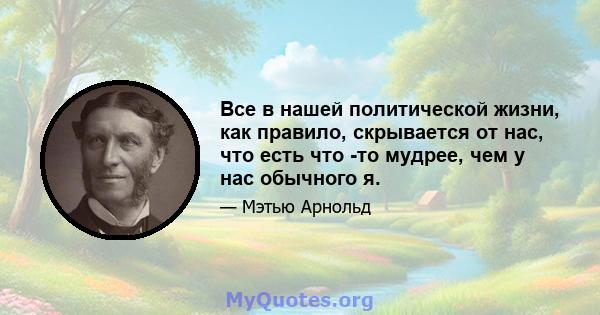 Все в нашей политической жизни, как правило, скрывается от нас, что есть что -то мудрее, чем у нас обычного я.