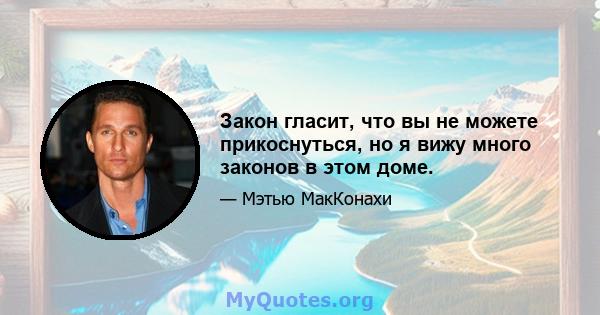 Закон гласит, что вы не можете прикоснуться, но я вижу много законов в этом доме.