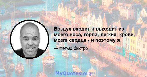 Воздух входит и выходит из моего носа, горла, легких, крови, мозга сердца - и поэтому я