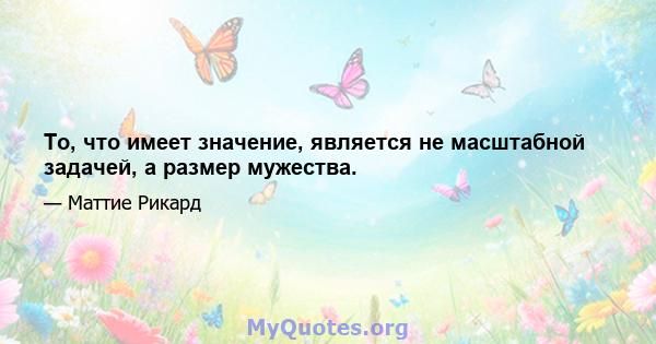 То, что имеет значение, является не масштабной задачей, а размер мужества.