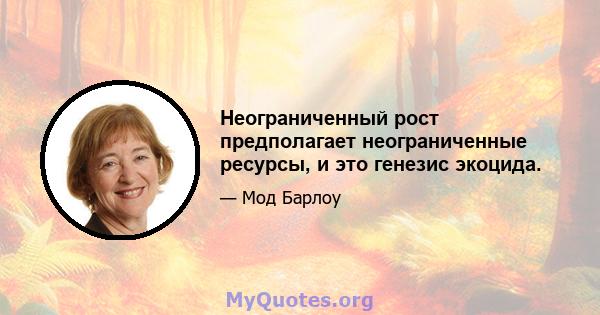 Неограниченный рост предполагает неограниченные ресурсы, и это генезис экоцида.