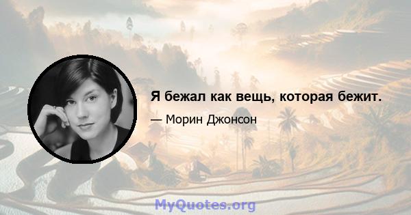 Я бежал как вещь, которая бежит.