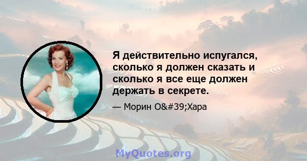 Я действительно испугался, сколько я должен сказать и сколько я все еще должен держать в секрете.