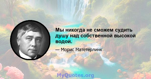 Мы никогда не сможем судить душу над собственной высокой водой.