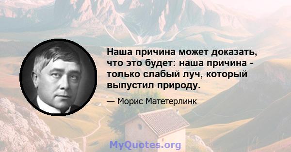 Наша причина может доказать, что это будет: наша причина - только слабый луч, который выпустил природу.